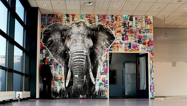 Kleurrijk behang van olifant