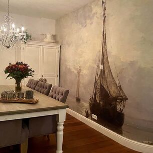 zeilschip fotobehang van oude meester in de eetkamer