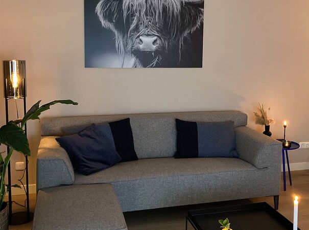 monochrome schotse hooglander fotoprint