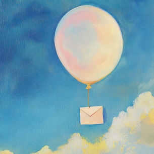 Kunstwerk van ballon met envelop