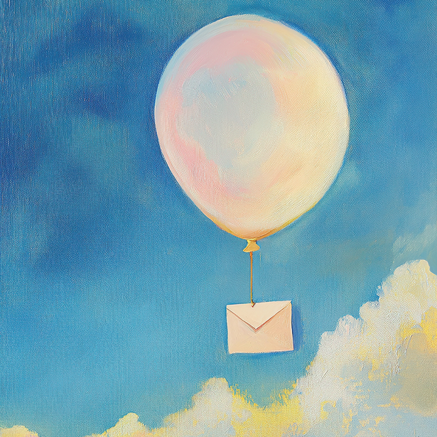 Kunstwerk van ballon met envelop