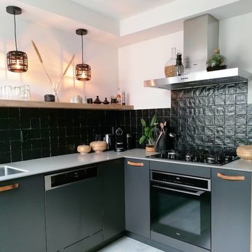 zwart keuken interieur