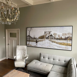 winters landschap schilderij in licht interieur