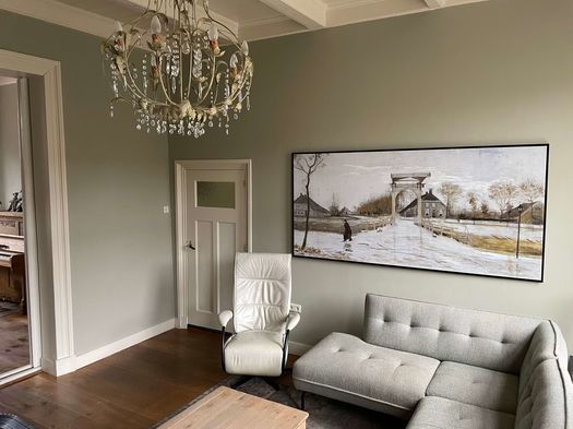 Winters hollands landschap schilderij in interieur