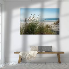 photo print of grass from the sand dunes on a white wall
