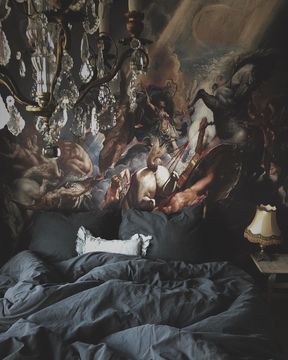 Dramatic classical art in bedroom from Art Heroes
