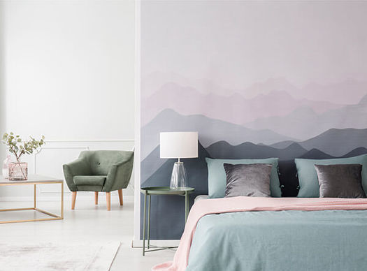Pastel coloured bedroom wallpaper