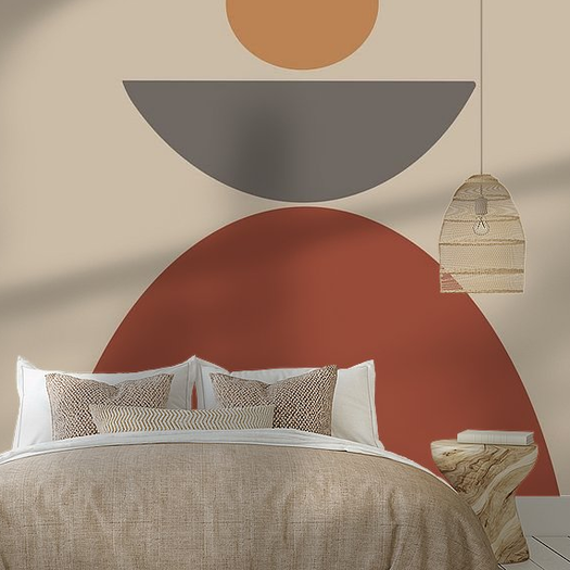 modern abstract behang in de slaapkamer