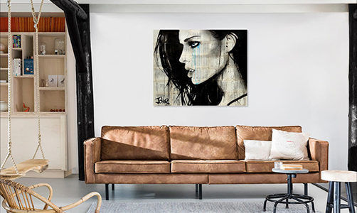 Correct size printed art above sofa