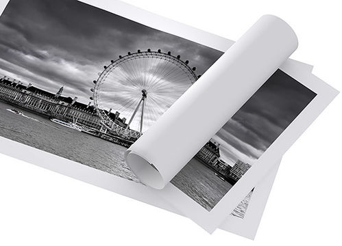 Black and white roll up poster of the london eye