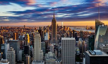 Zonsondergang over Manhattan New York City
